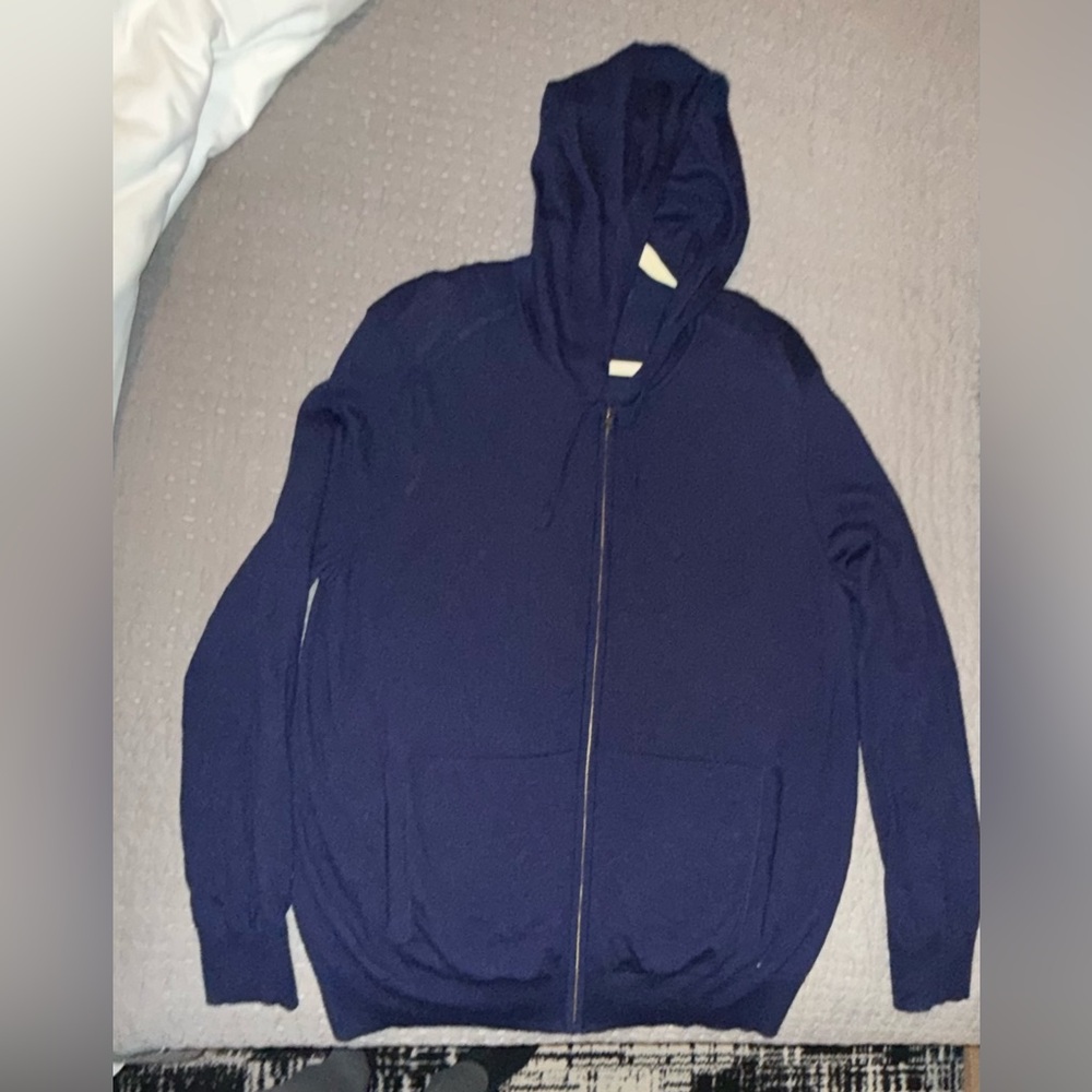 Banana Republic Men's Navy Blue Sweater Hoodie with front pockets